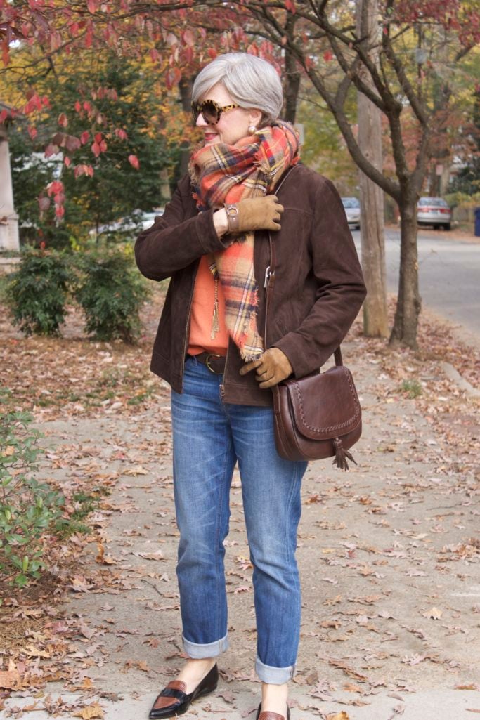 blue jeans and blanket scarves