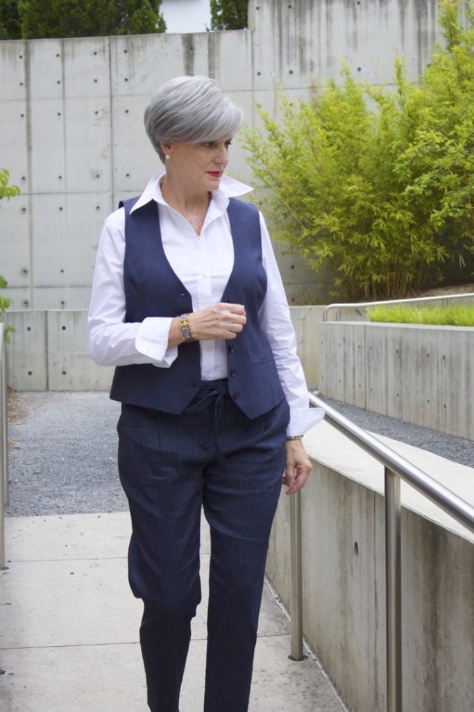 nine to five outfit pinstripes and vest