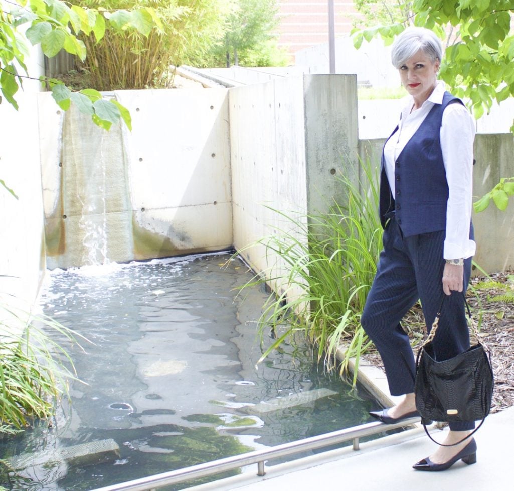 nine to five outfit pinstripes and vest