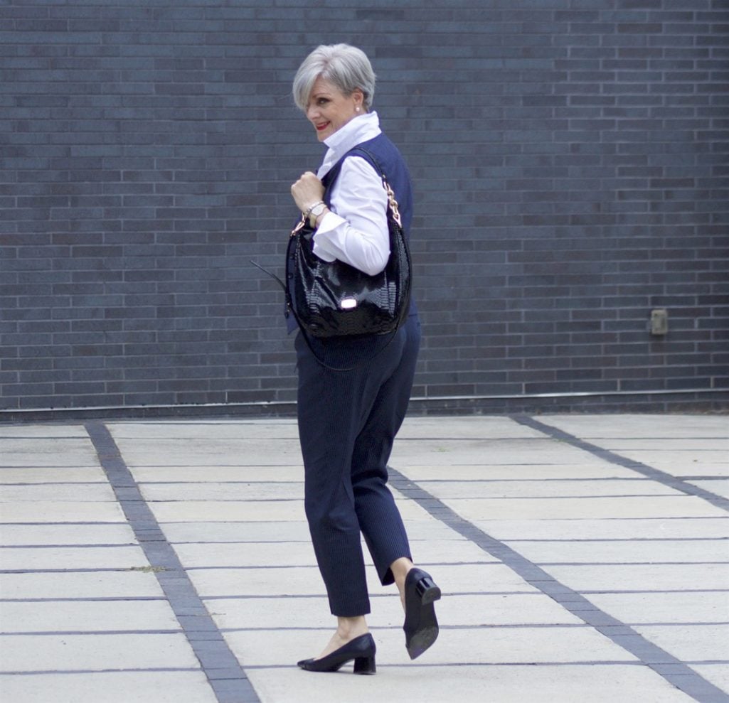 nine to five outfit pinstripes and vest
