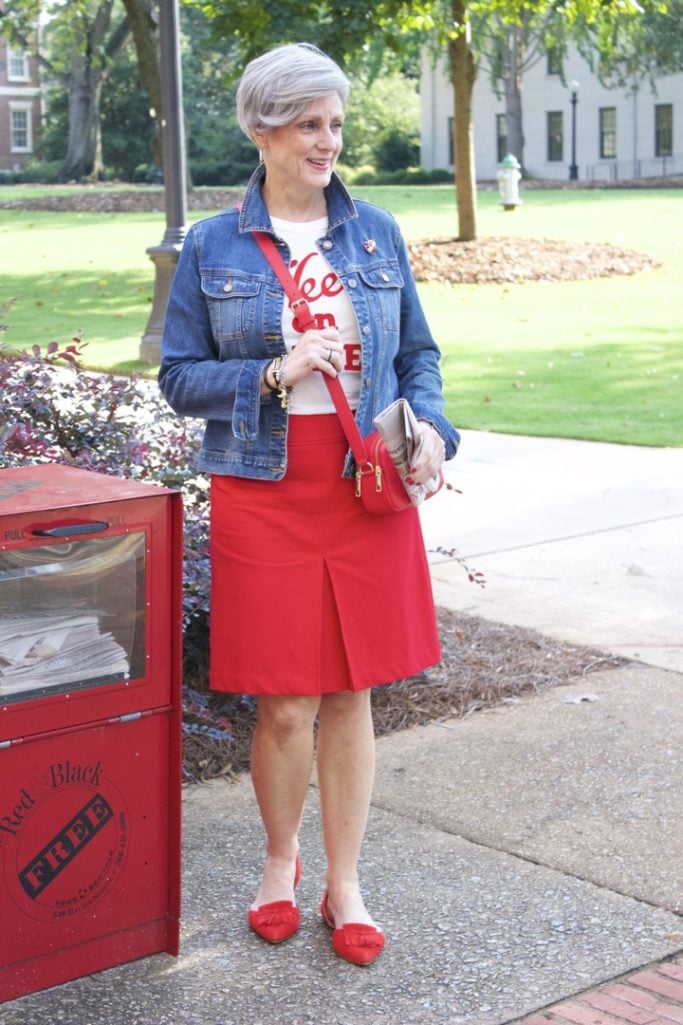 red a-line skirt from talbots