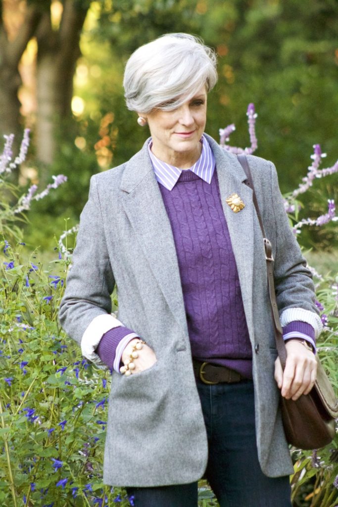 a new day blazer, cable sweater, suede boots and skinny jeans