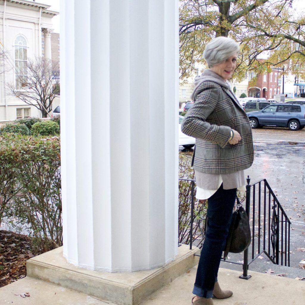 j.crew blazer, ann taylor sweater, dolce vita booties