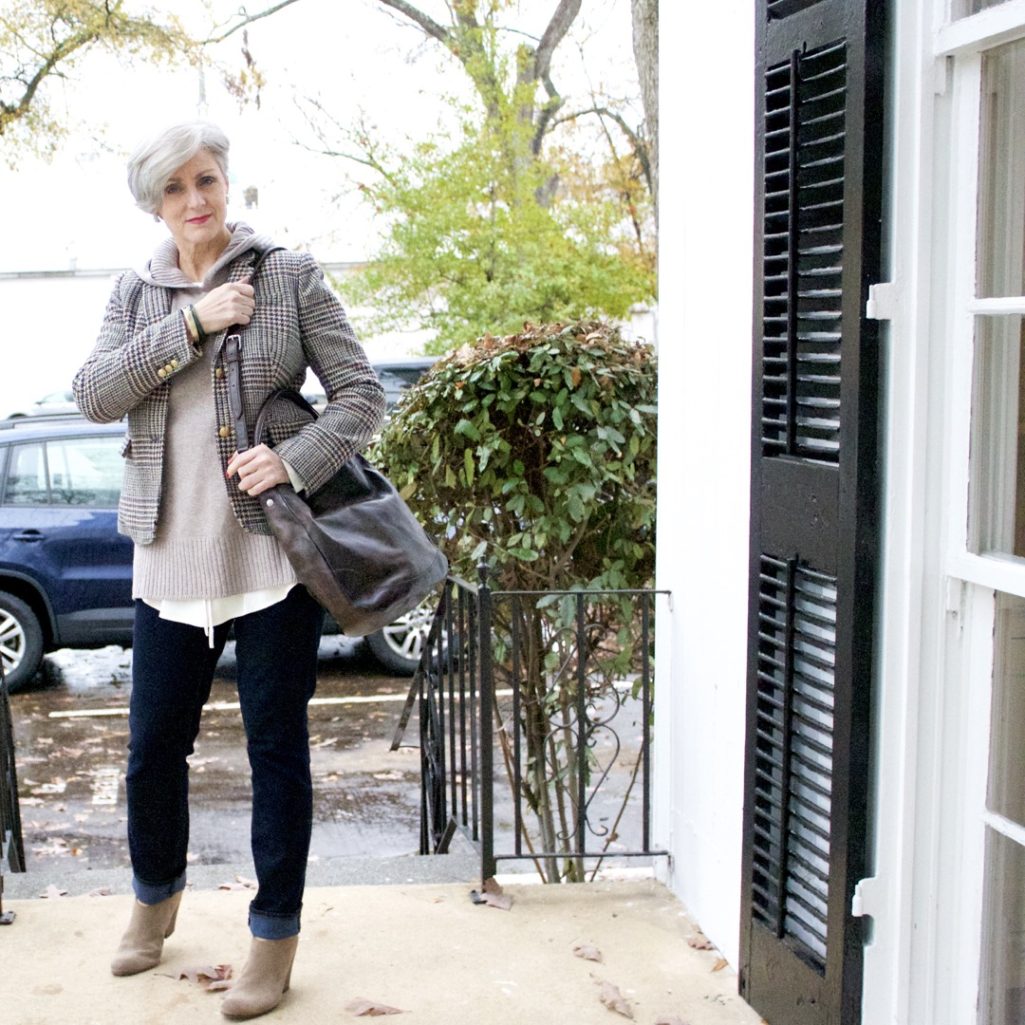 j.crew blazer, ann taylor sweater, dolce vita booties
