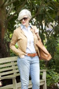 blue jeans and button-down