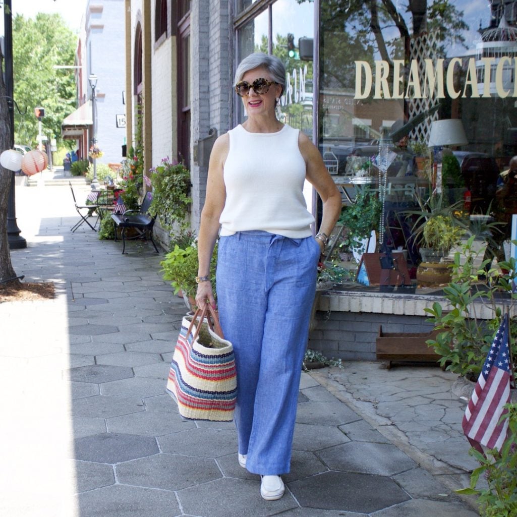 wide leg chambray pant