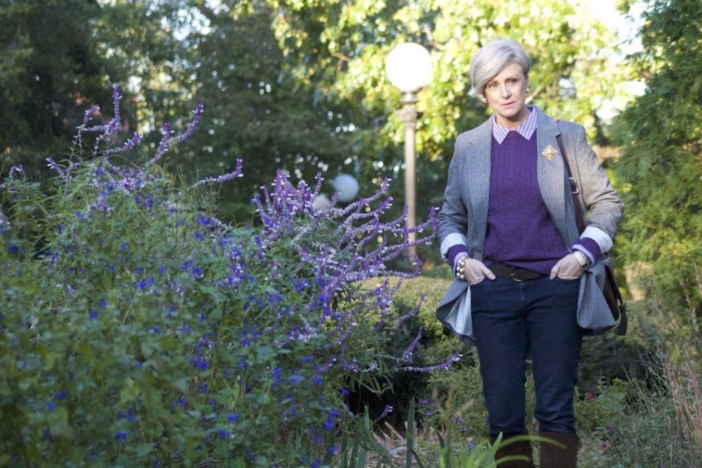 a new day blazer, cable sweater, suede boots and skinny jeans