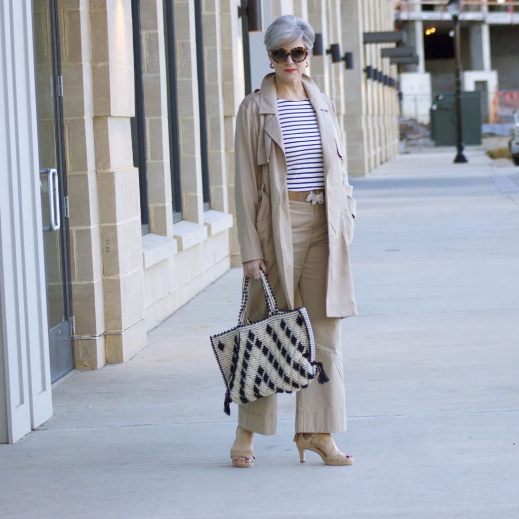 adrian allen shoes, a new day khaki pants trench coat, boden stripe tee