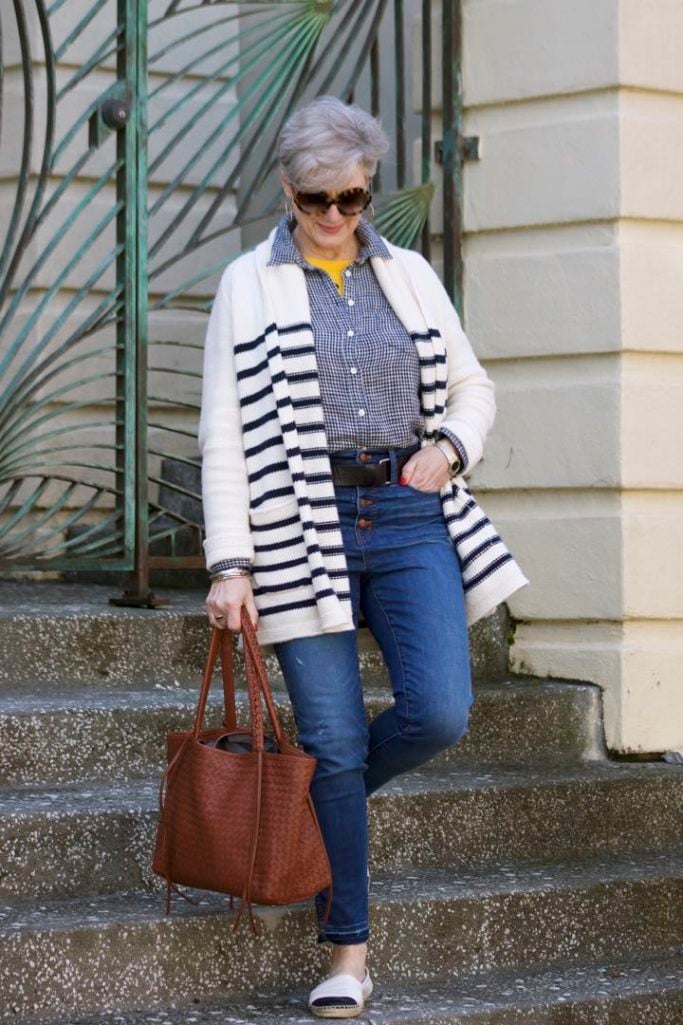 san francisco, madewell denim, j.crew striped cardigan, tory burch espadrilles