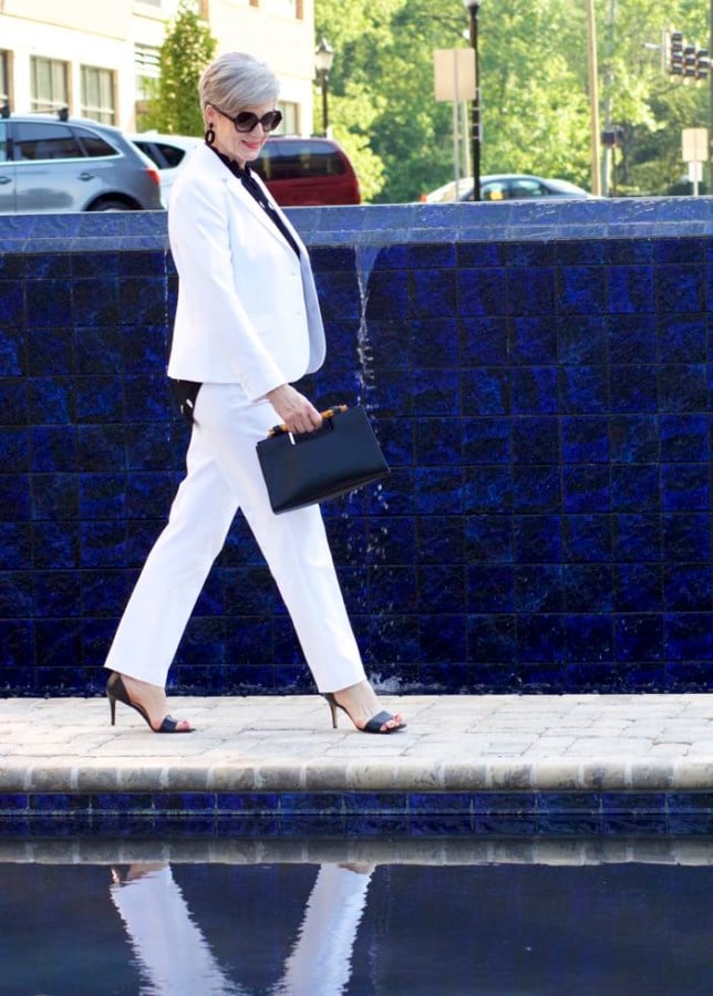 polka dot rock, white suit, beth djalali, what i wore on date night