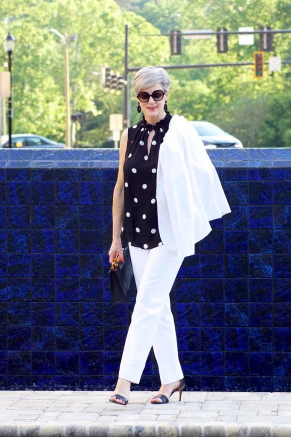polka dot rock, white suit, beth djalali, what i wore on date night