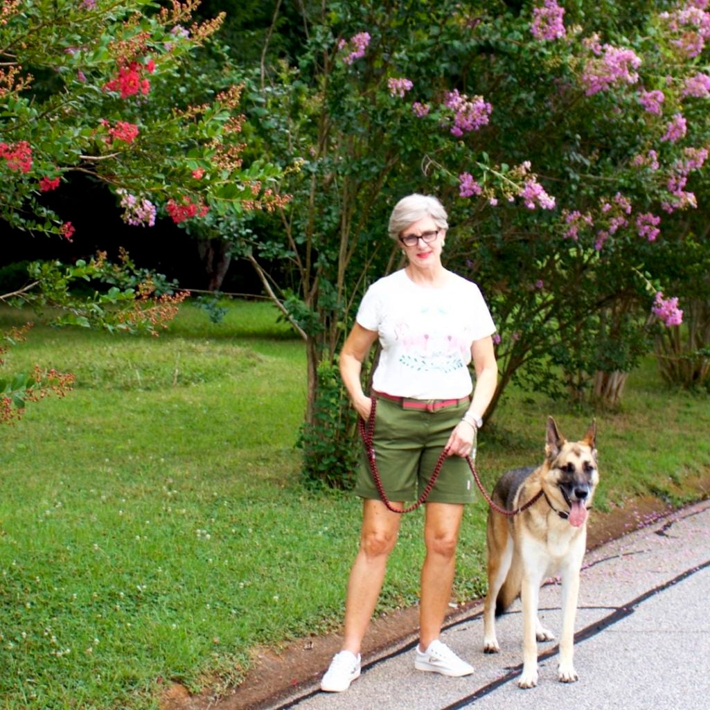 talbots distressed shorts, j.crew graphic tee, tretorn sneakers