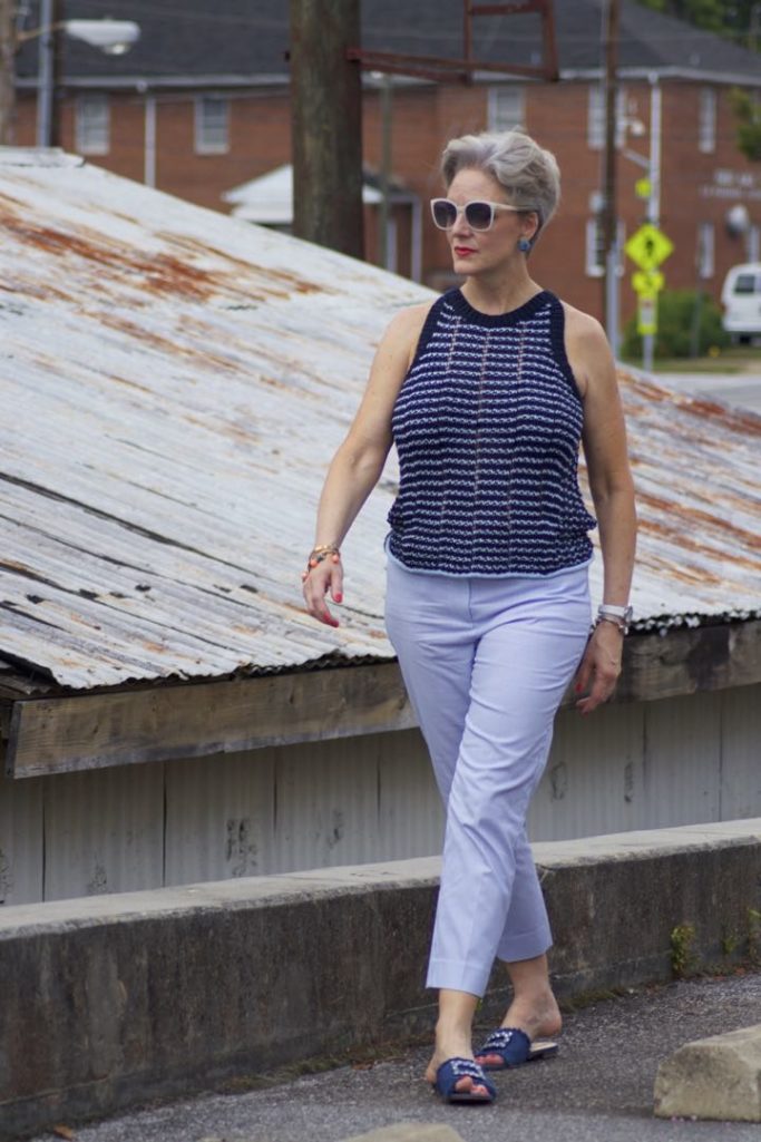 ann taylor pants, denim jacket