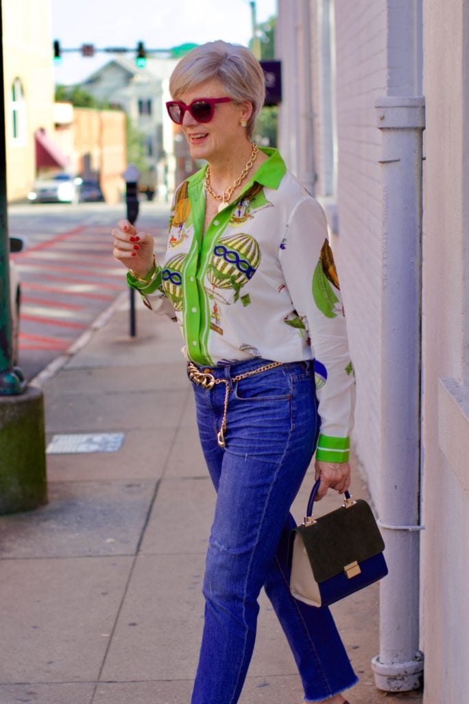 silk button front