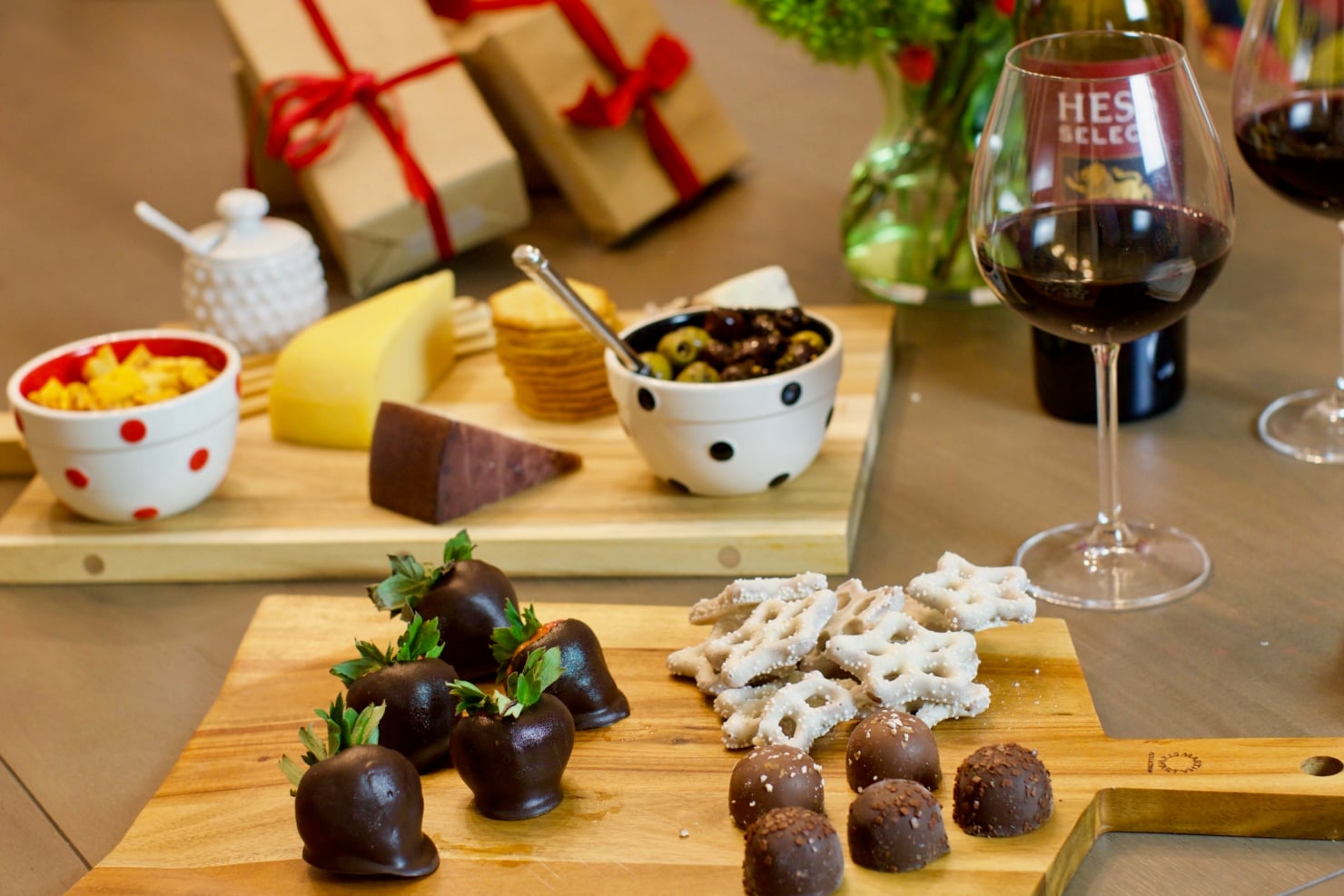 for a special treat warm your guests with a spread of hot chocolate and all of the toppings you think go well. place the different toppings in individual bowls.