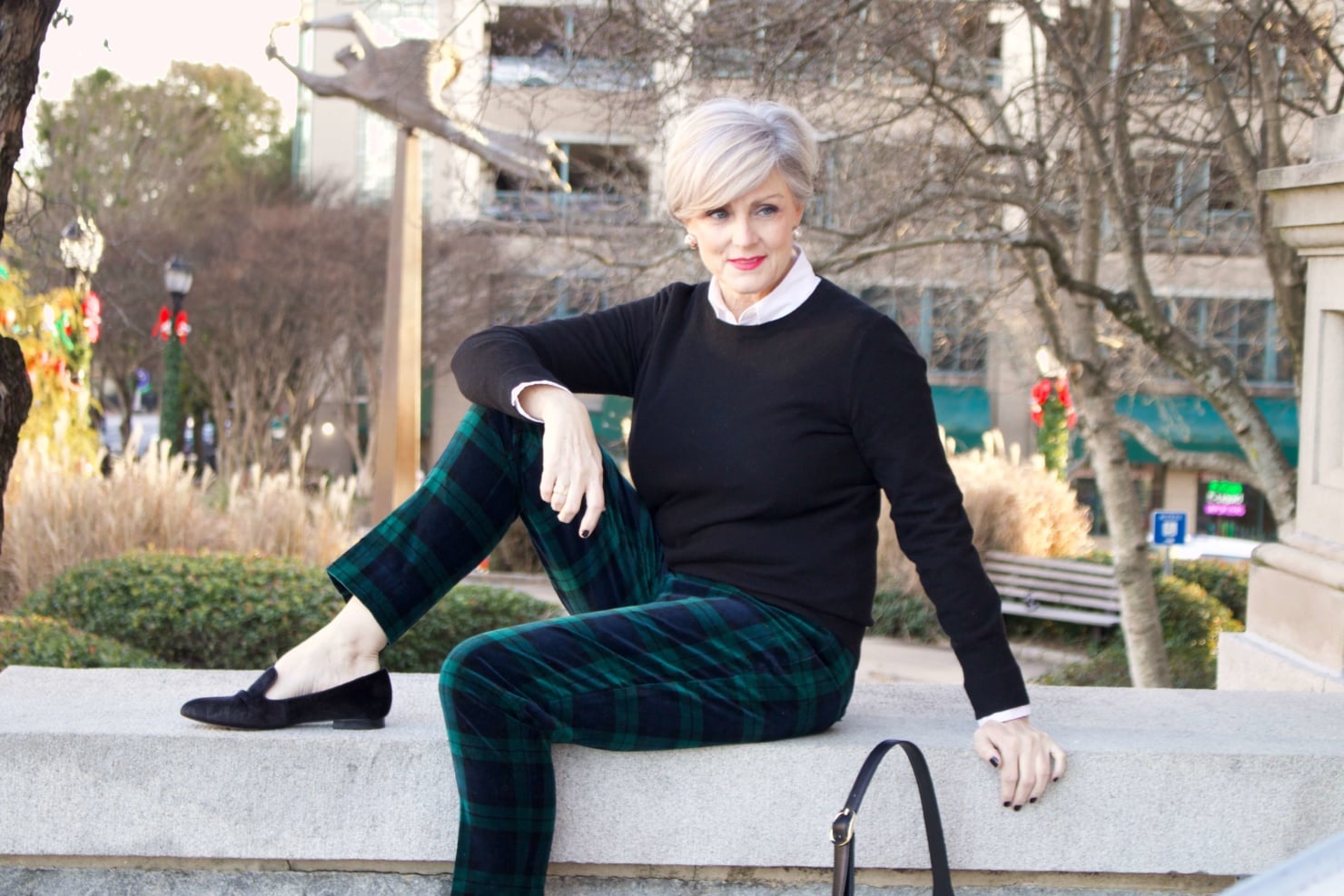 black crewneck sweater