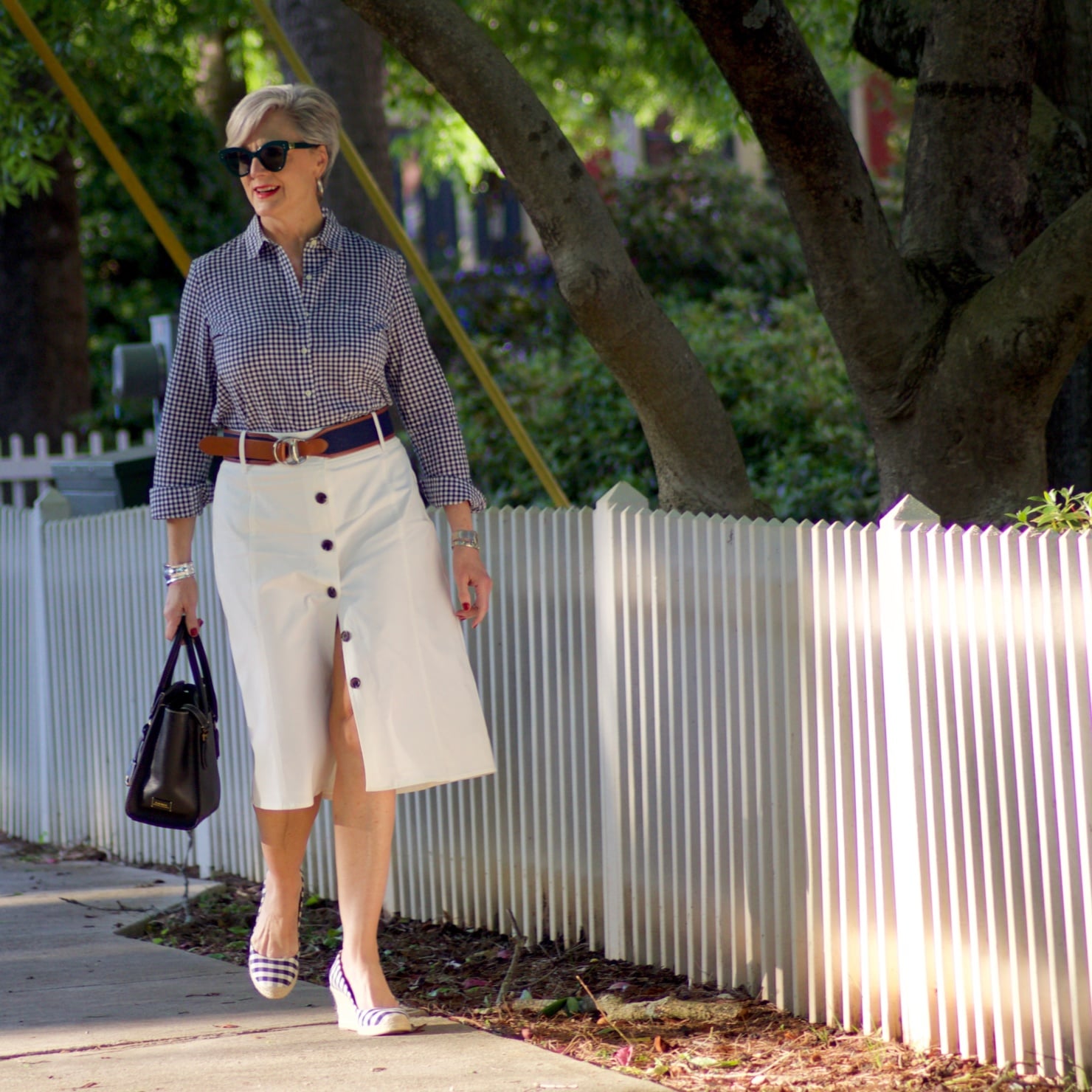 beth from Style at a Certain Age wears a midi skirt from JC Penney