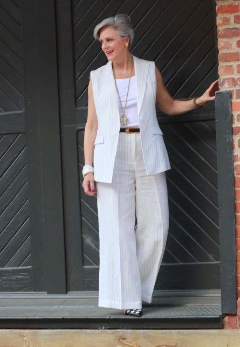 lafayette linen pinstripe vest and pants