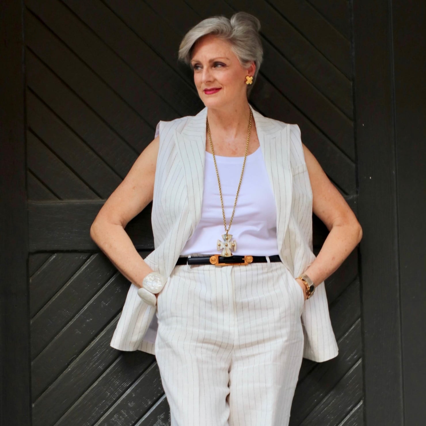 lafayette linen pinstripe vest and pants
