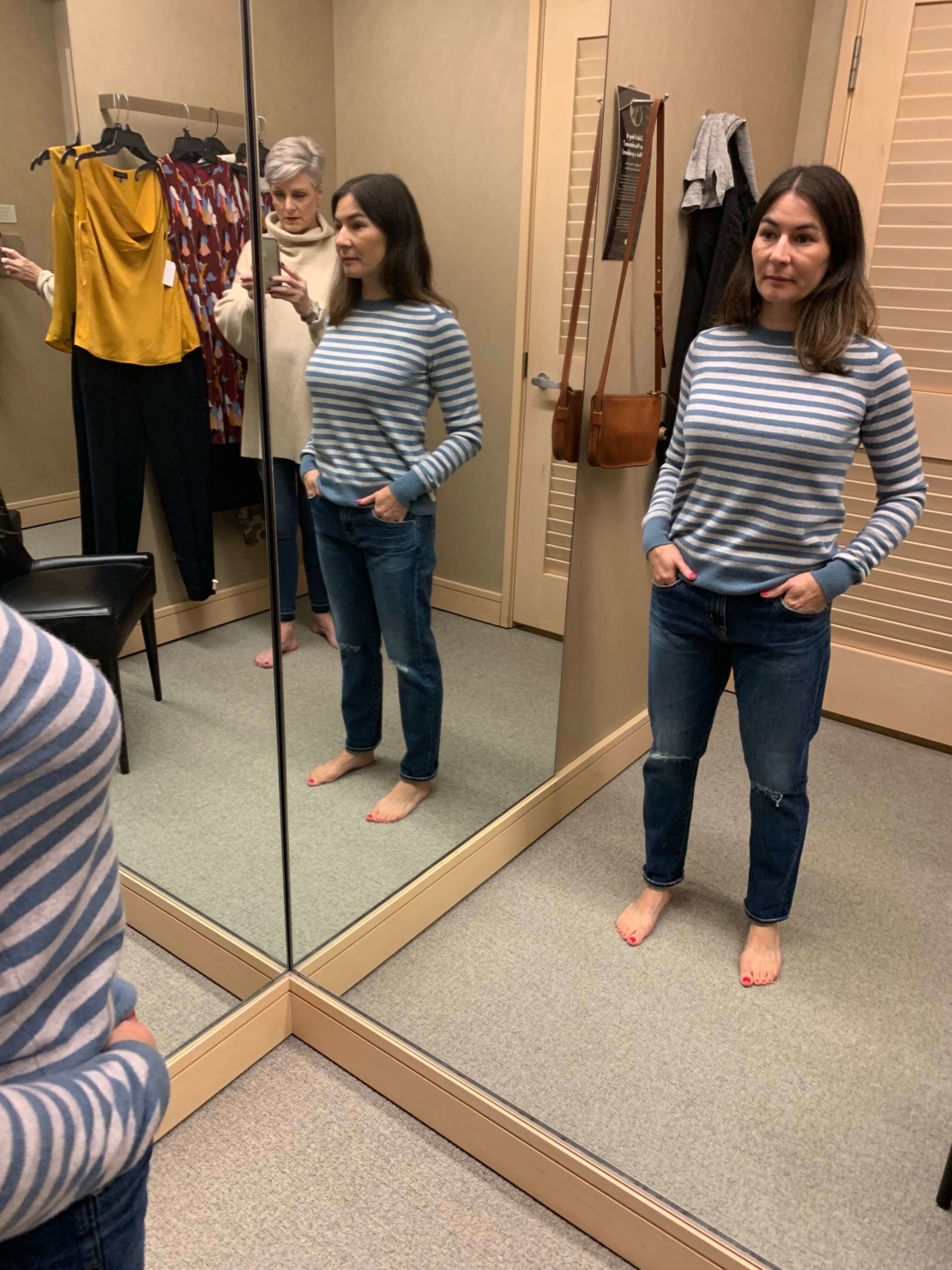 vince cashmere sweater and ag jeans