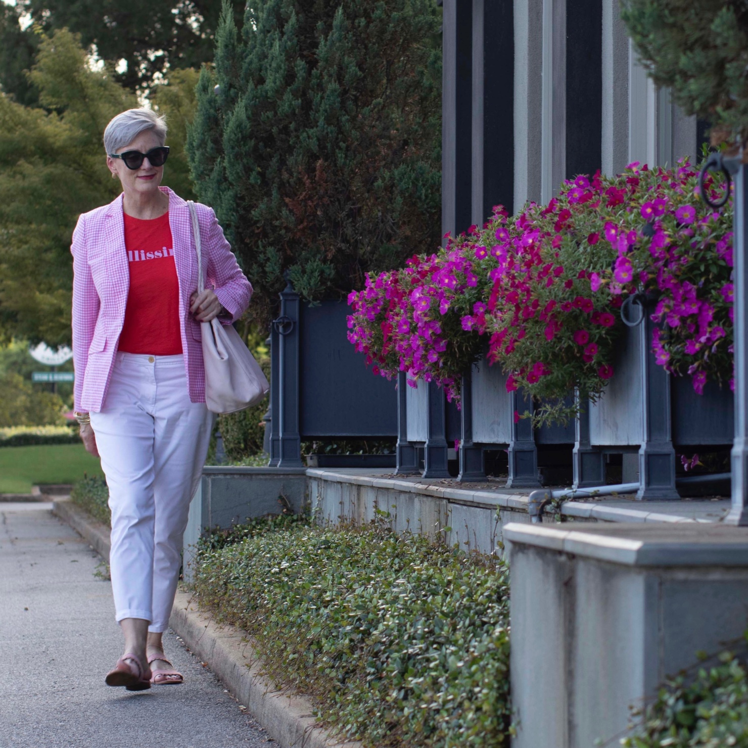 pink gingham blazer