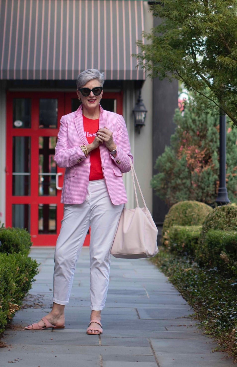 pink gingham blazer