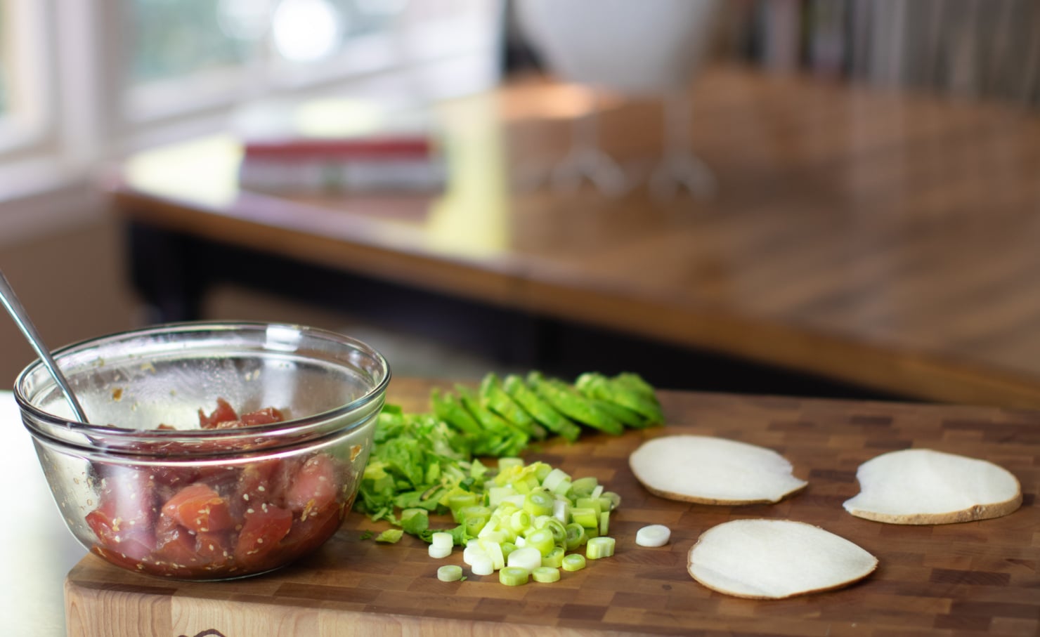 ahi tuna poke jicama tacos