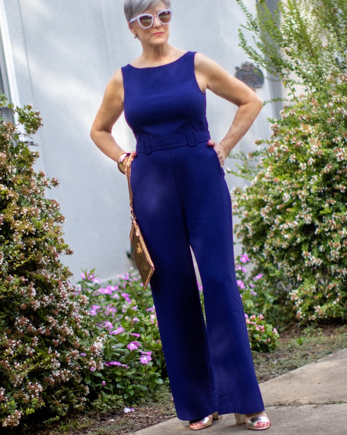 blue jumpsuit