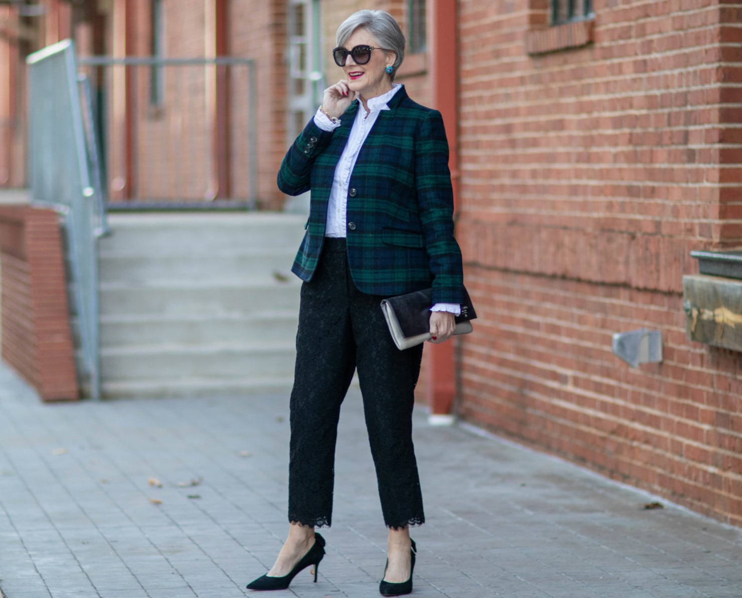 blackwatch plaid and lace pants