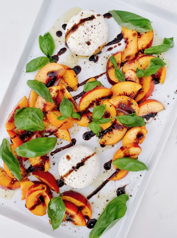 burrata peach caprese salad