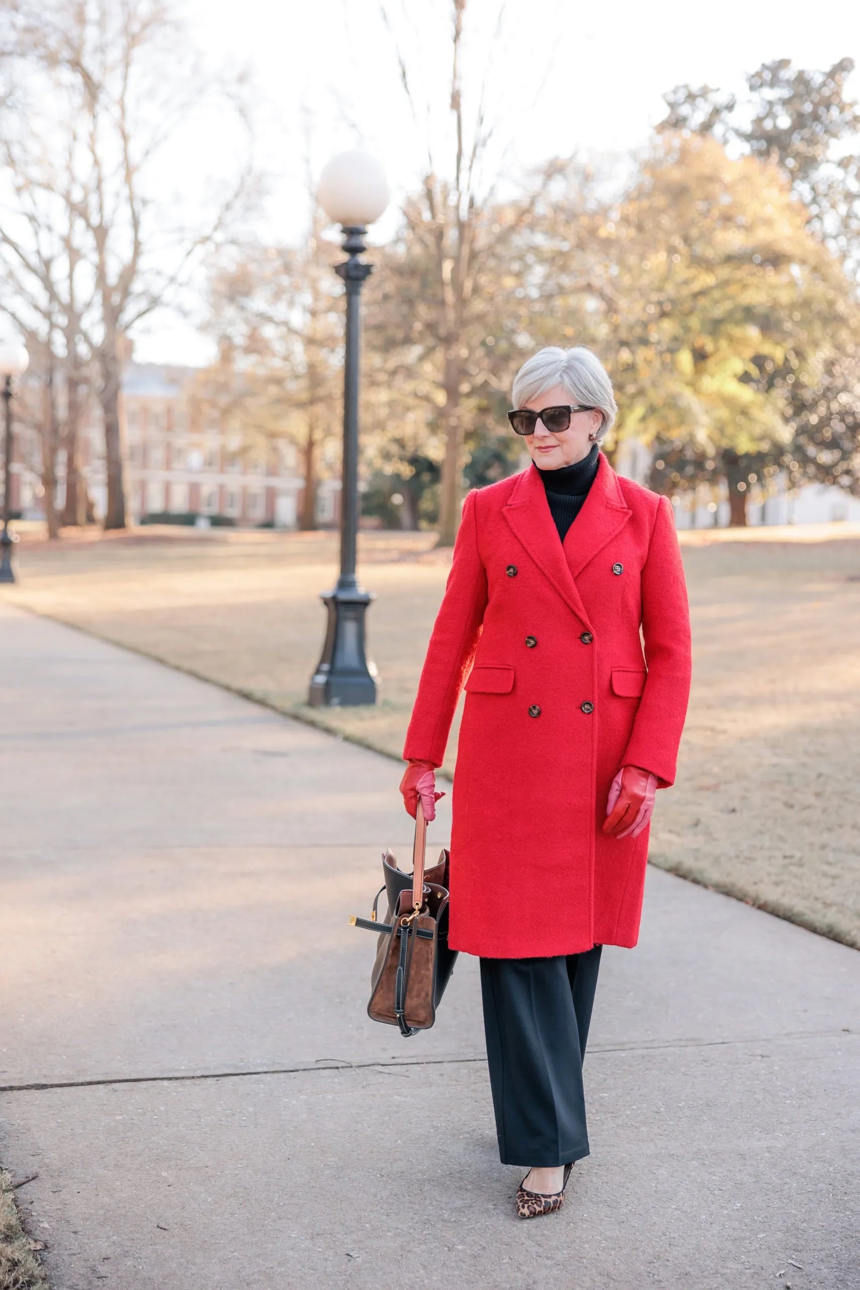 Black Turtleneck and Red Coat