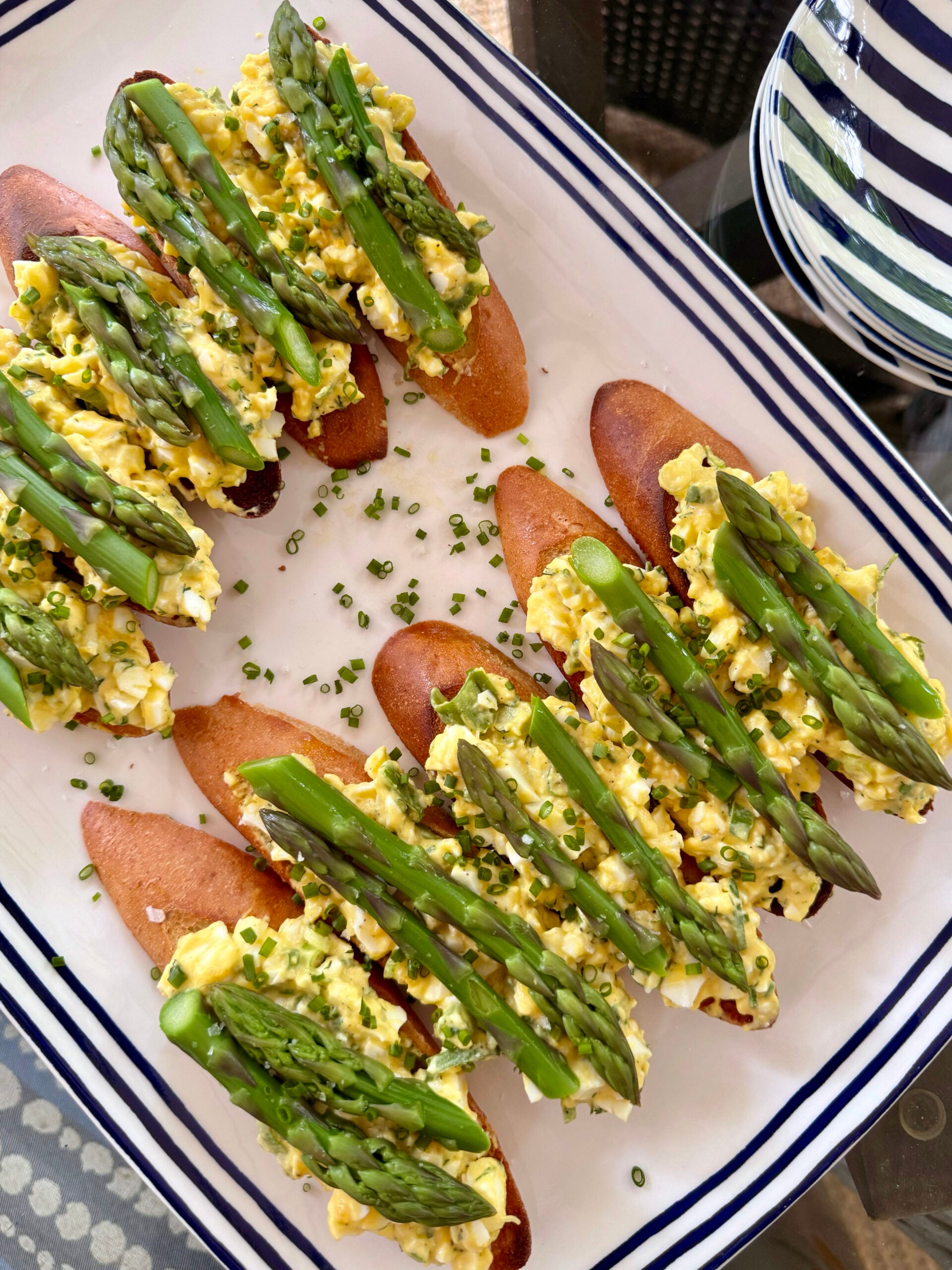 Deviled Egg Salad and Asparagus Tartines