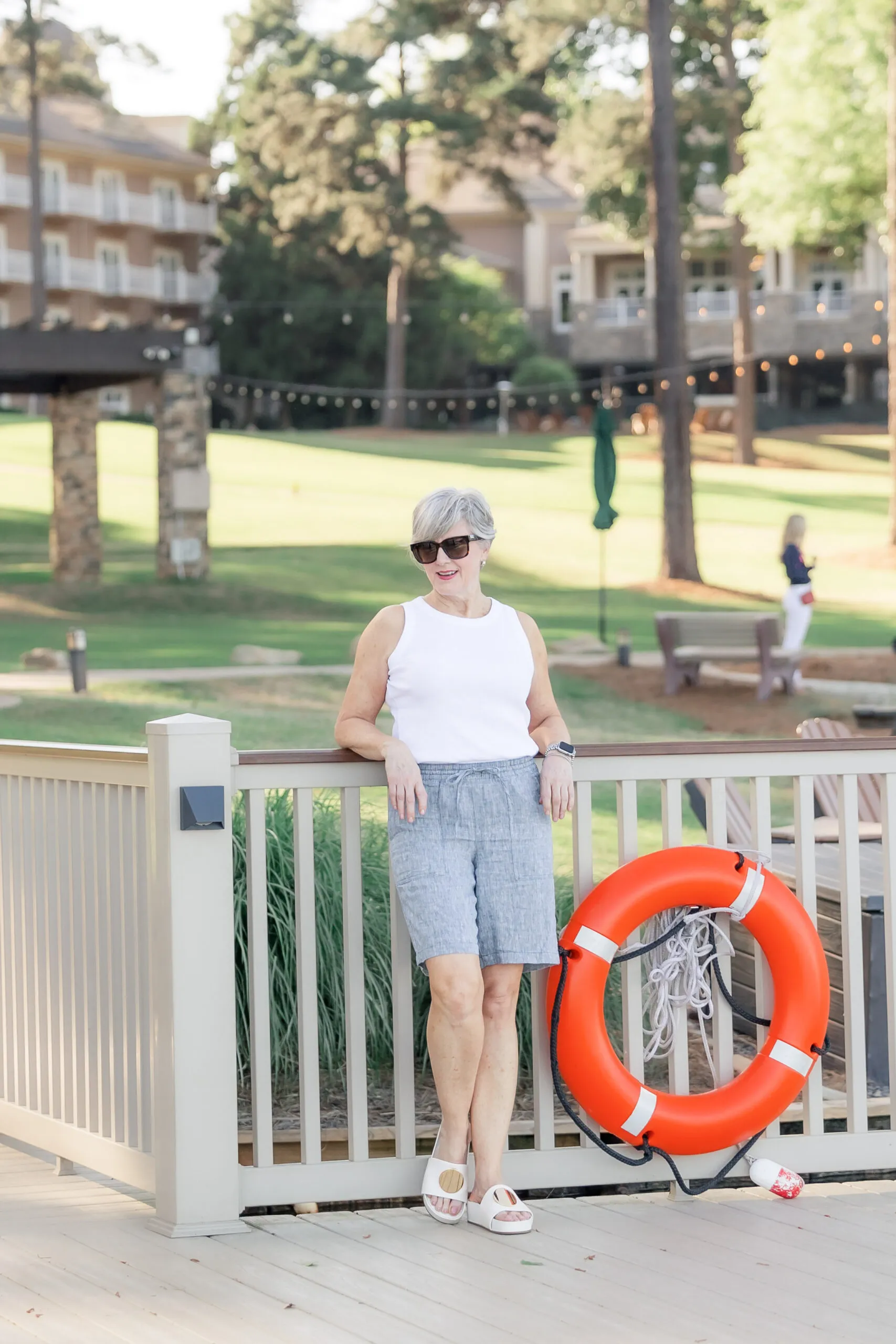 Drawstring Linen Shorts outfit