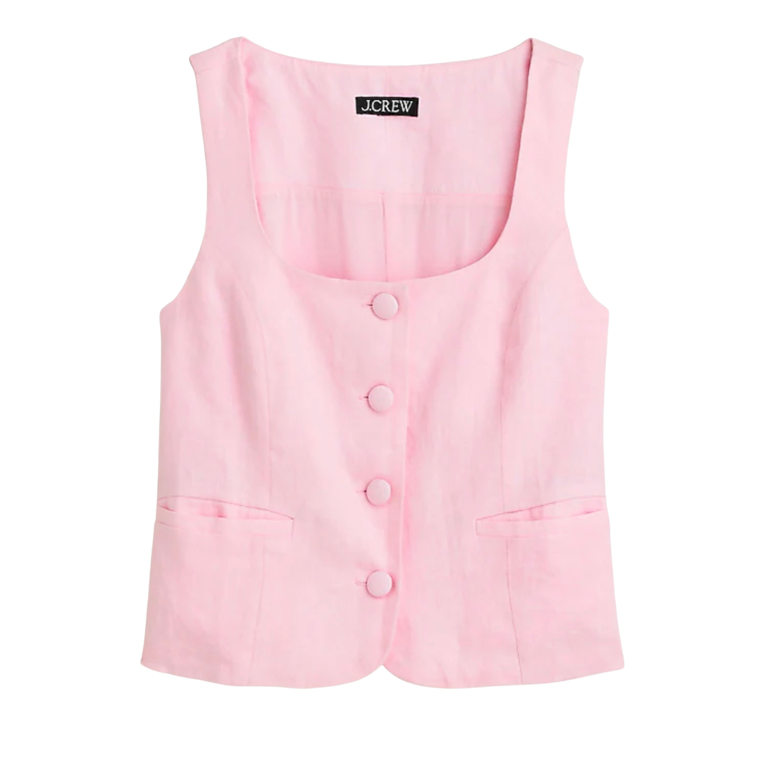 scoop neck linen vest