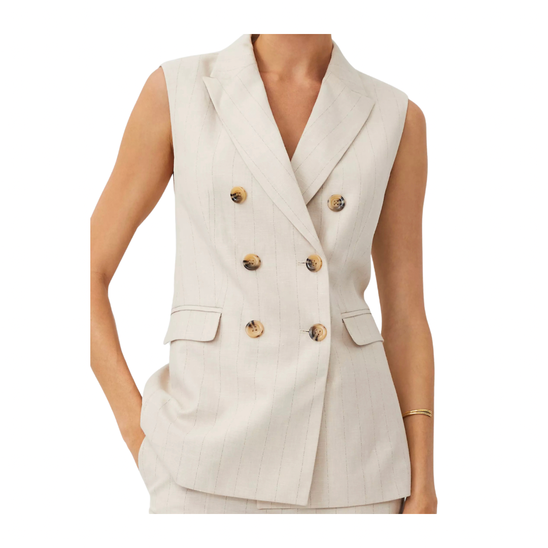 pinstripe linen vest
