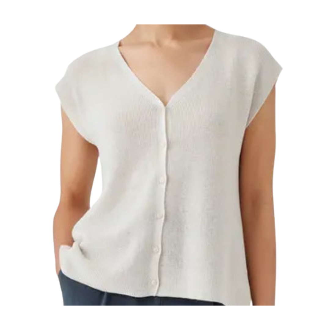 cap sleeve button up sweater