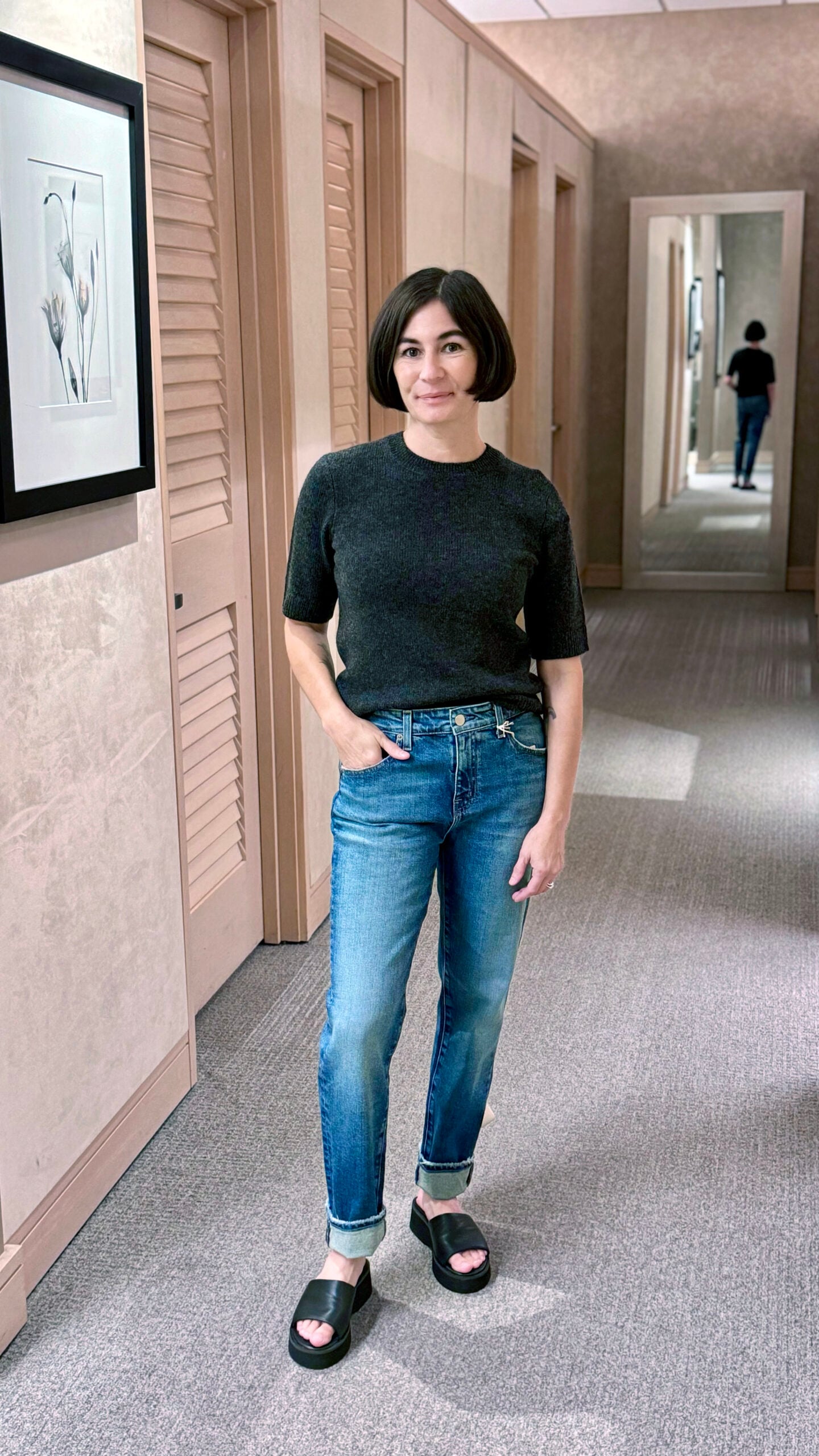 wool and cashmere sweater and jeans