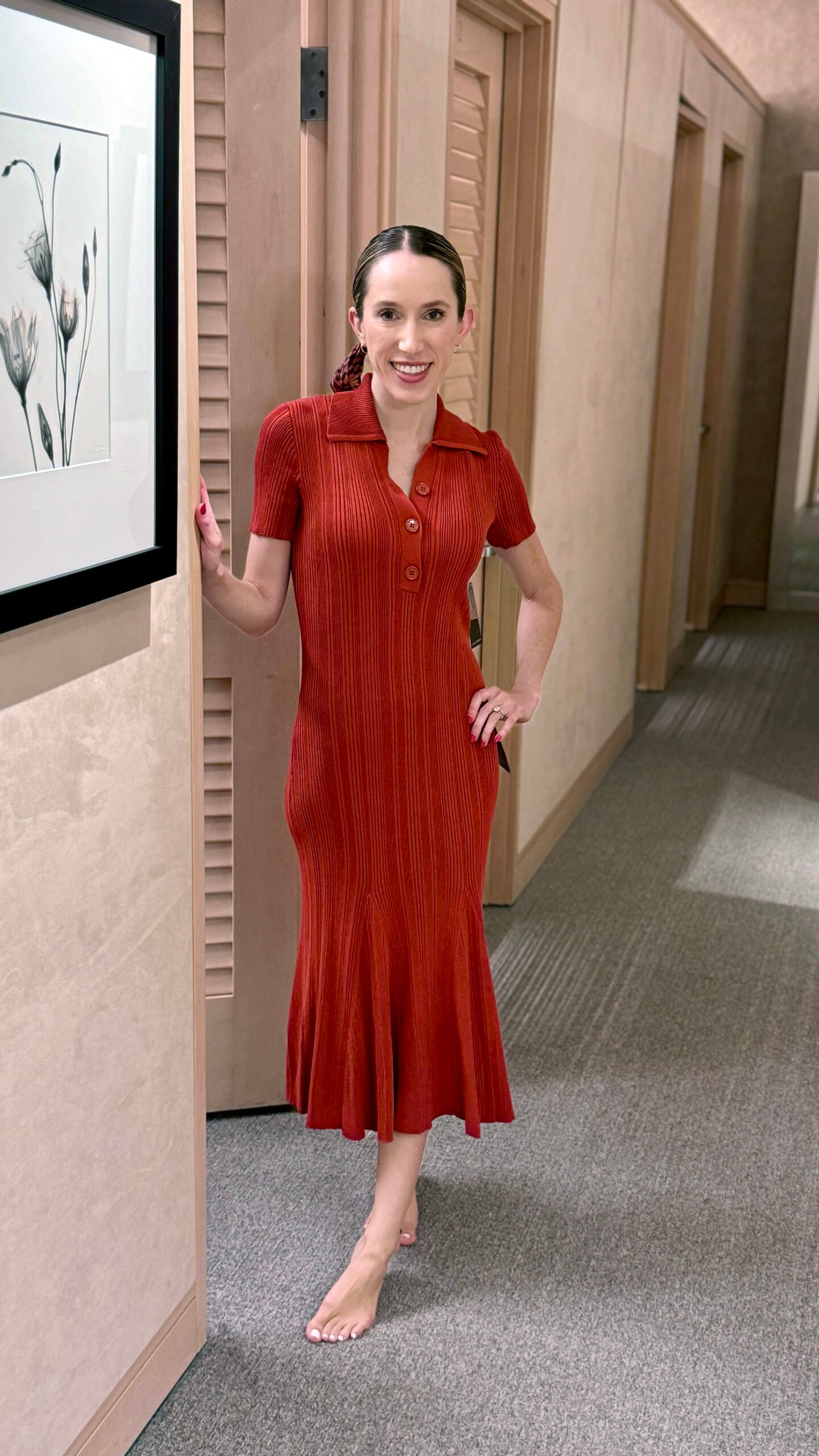 ribbed midi sweater dress