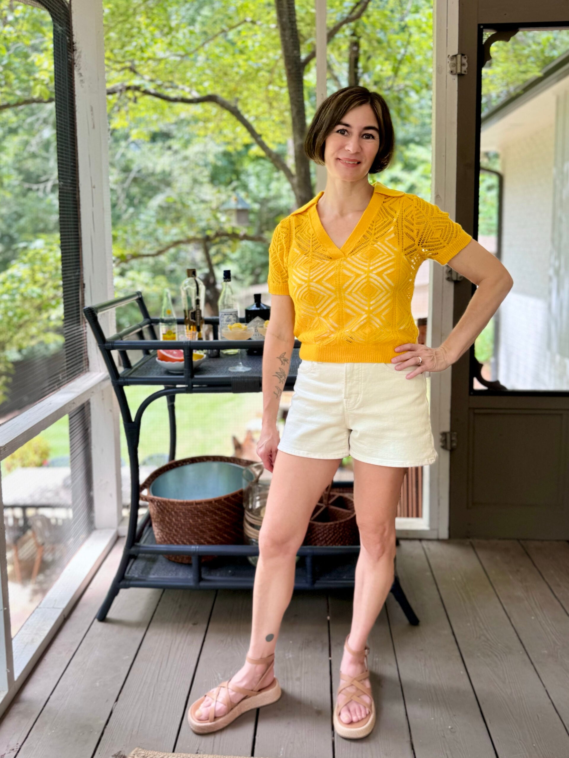cashmere lace sweater polo