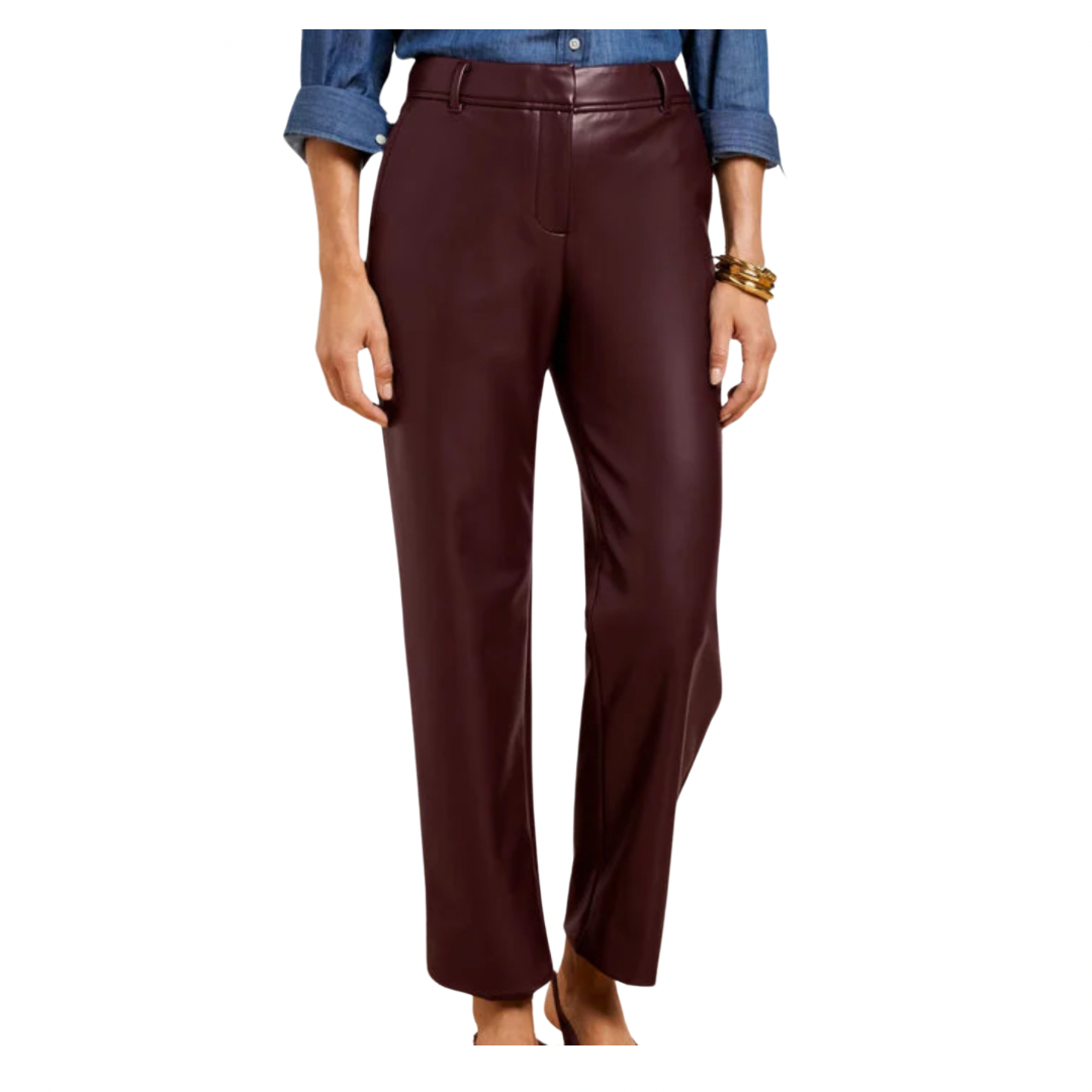 faux leather ankle pants