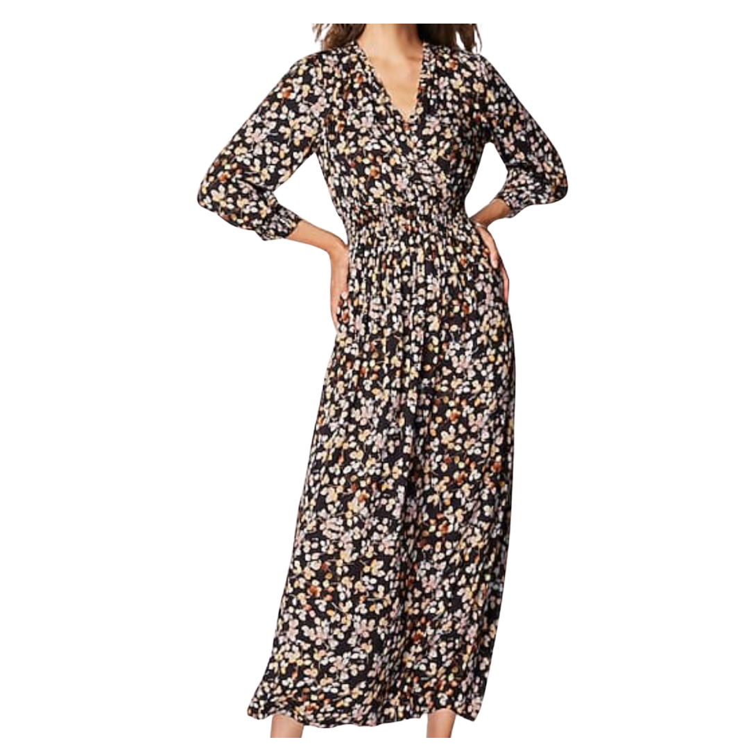 smocked sateen dress