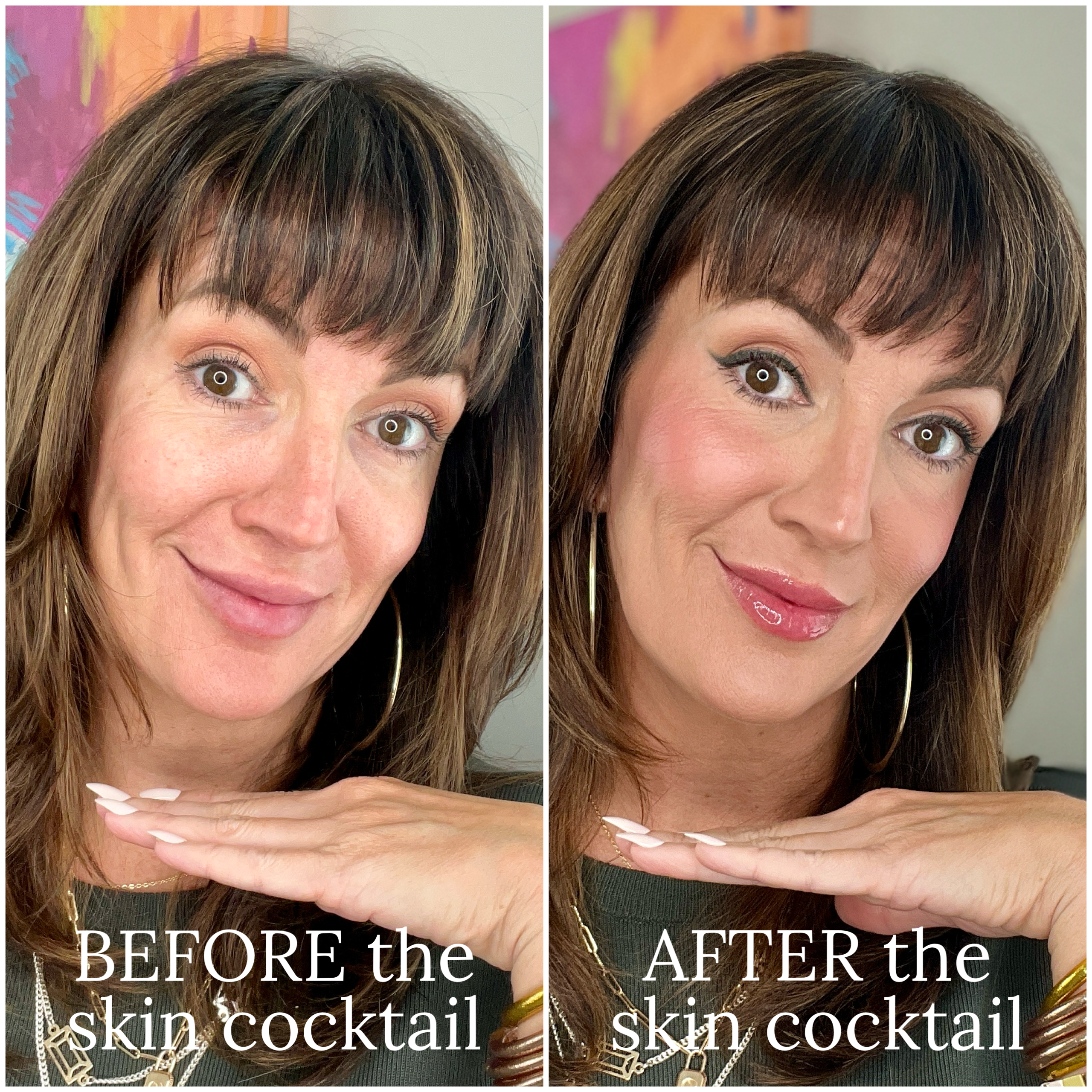 Airbrushed skin before and after
