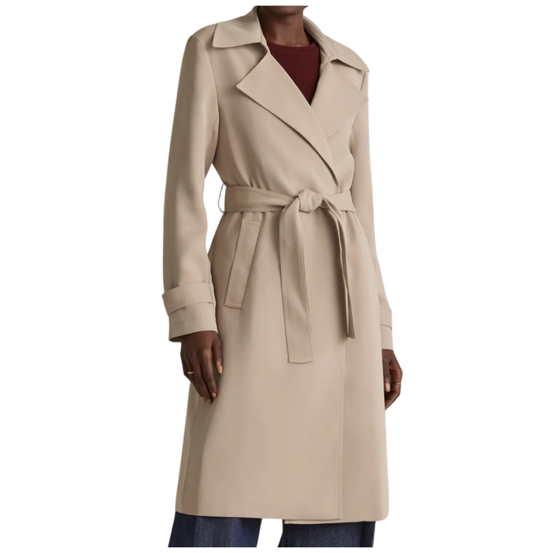 stretch crepe trench coat