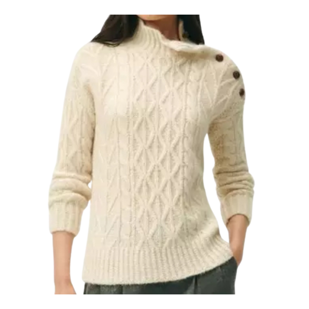 funnel neck aran sweater