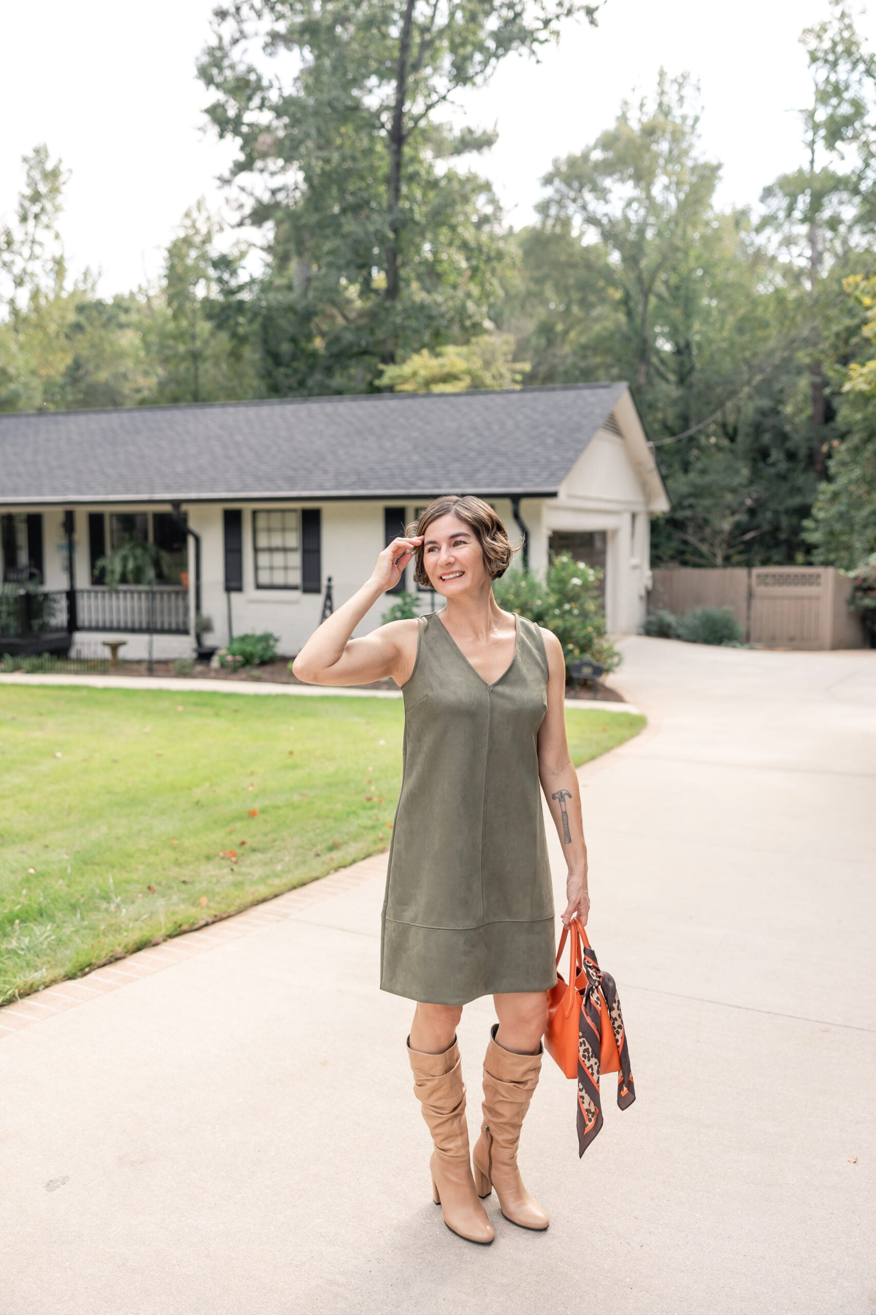 how to accessorize faux suede