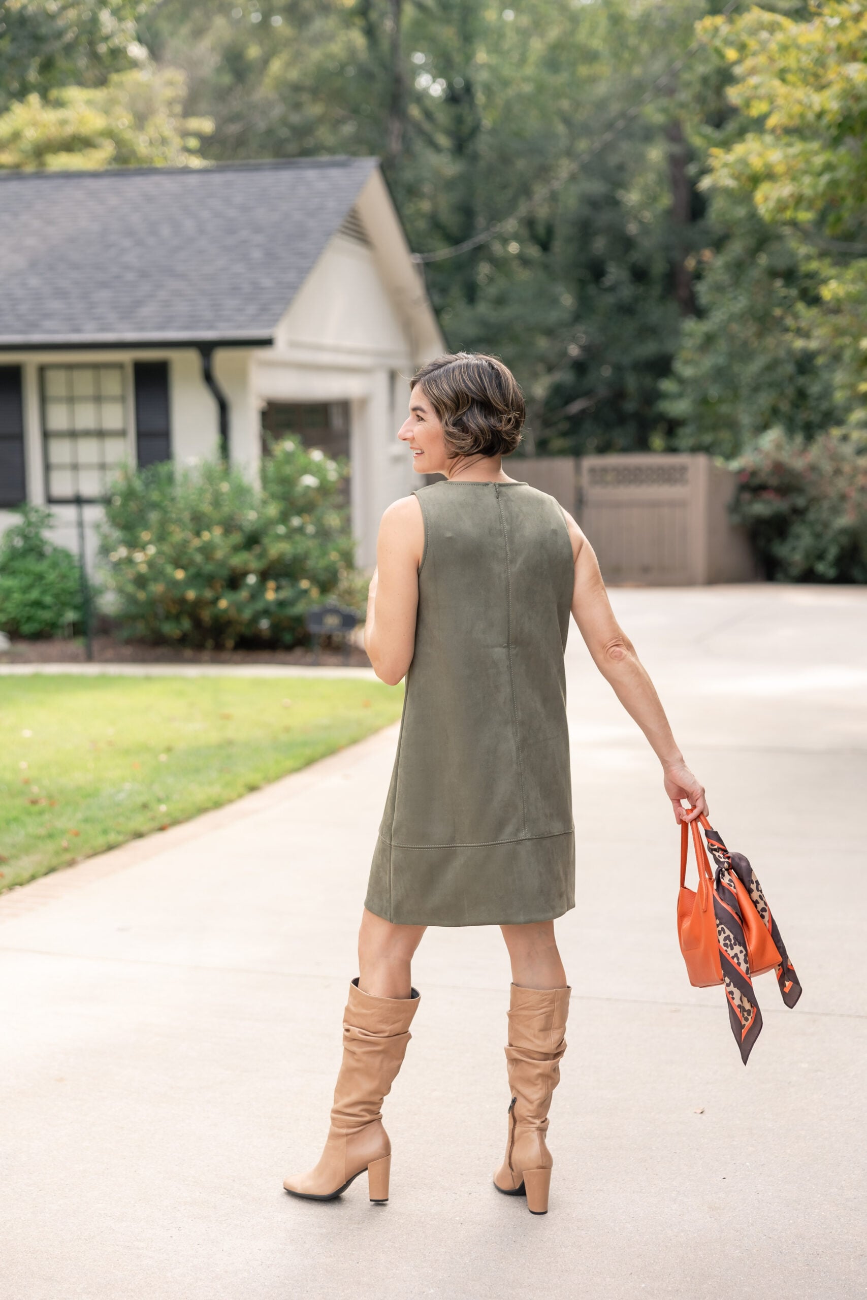 faux suede dress outfit