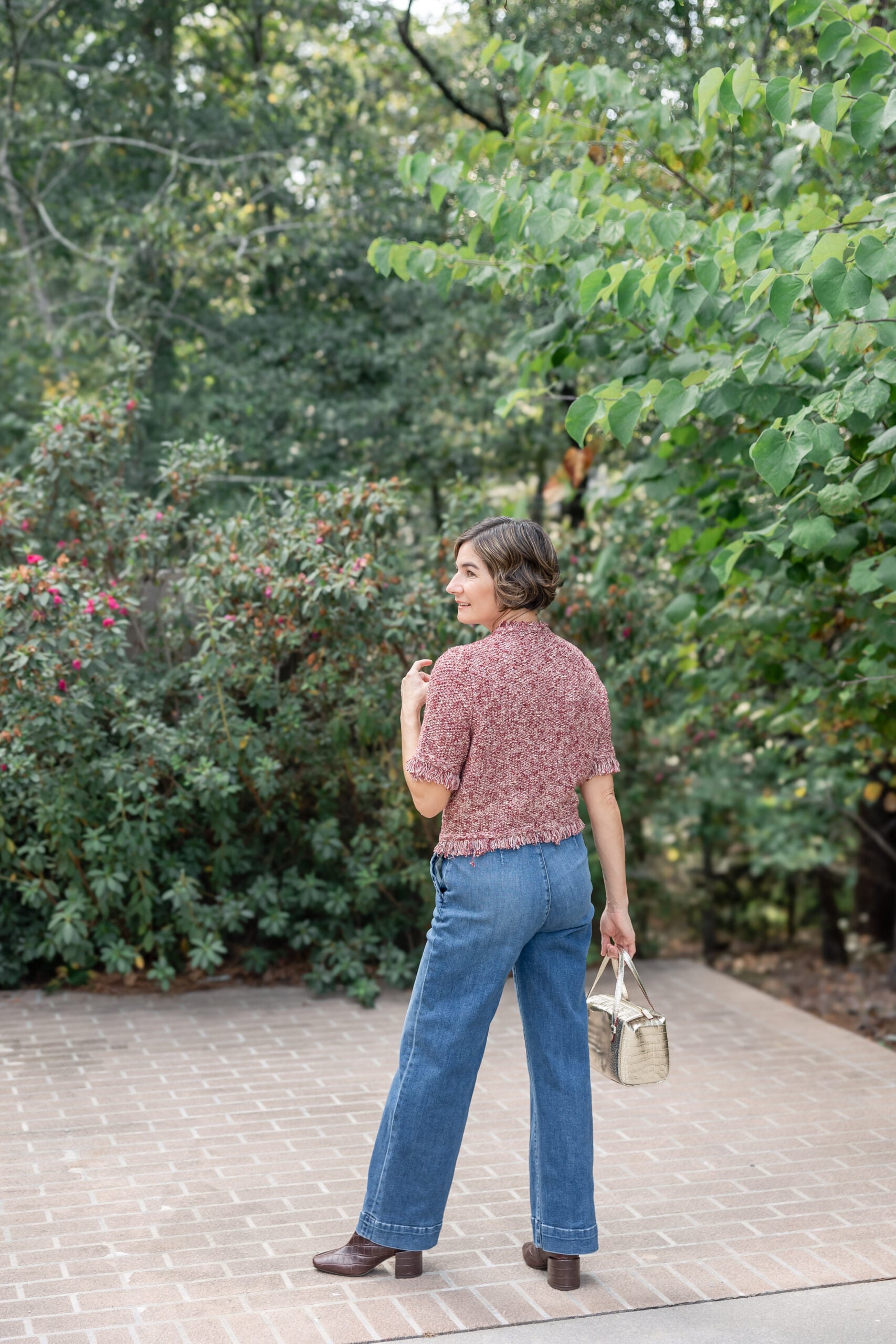 lady jacket with jeans