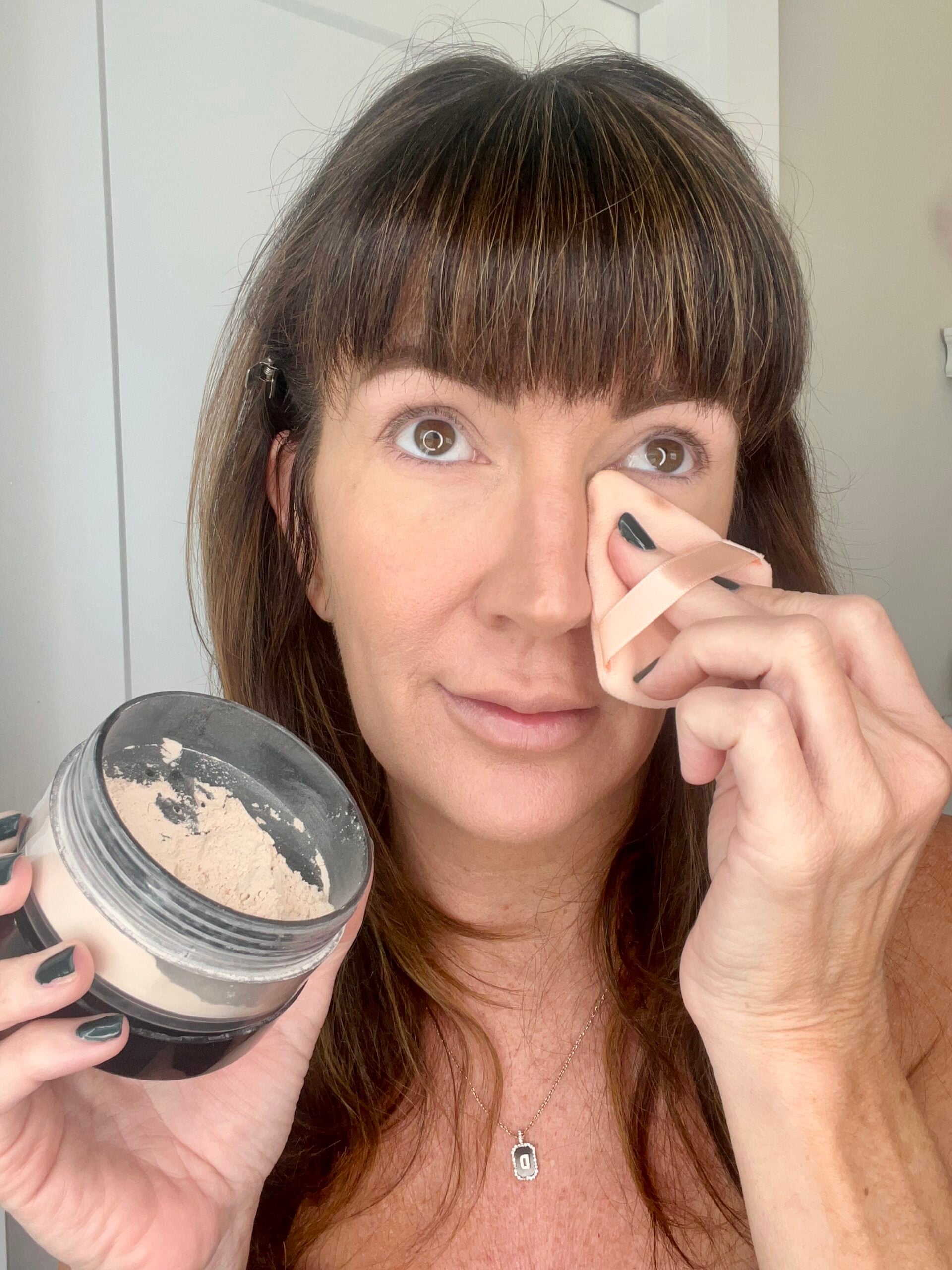 apply powder below eyes