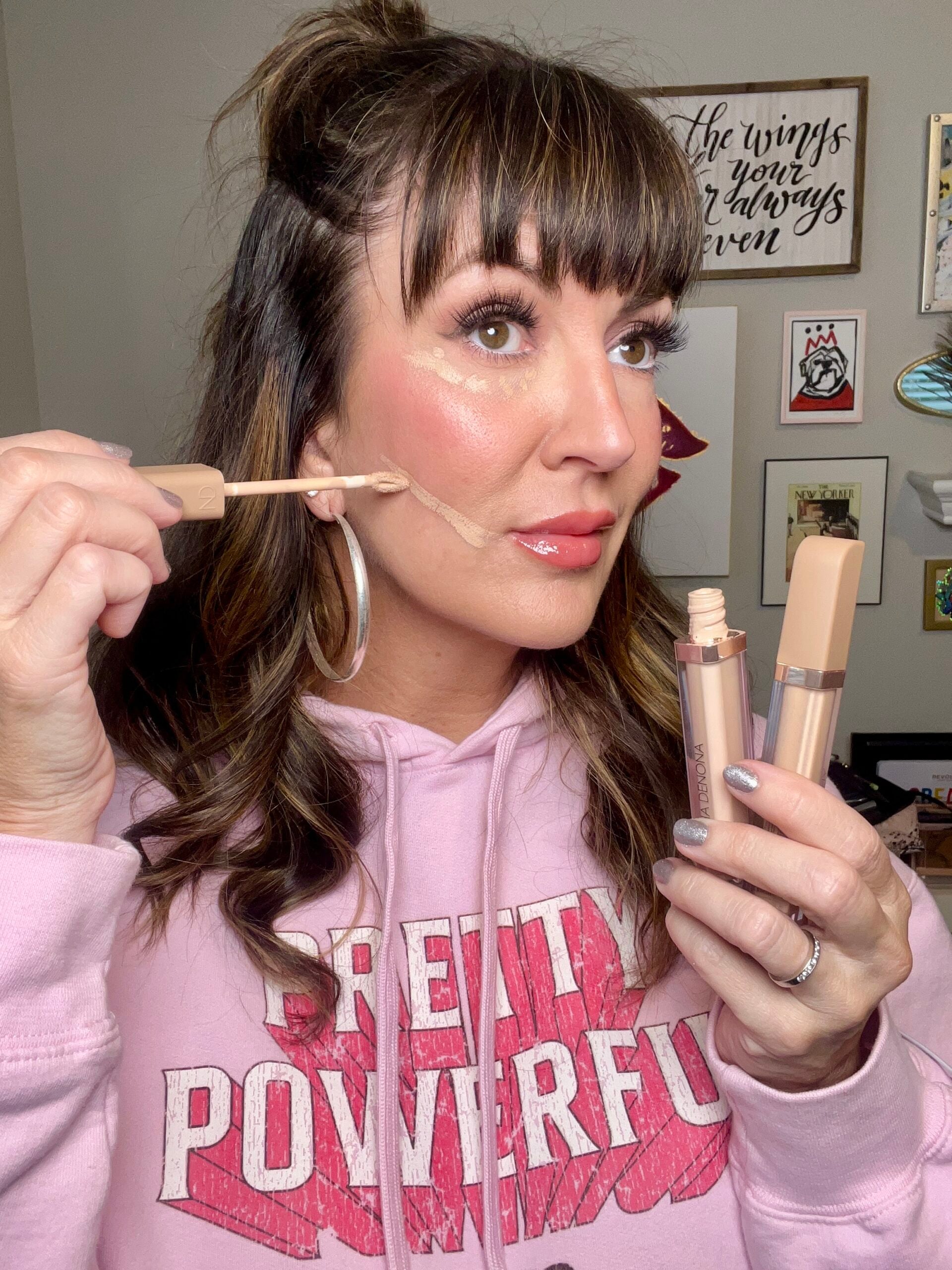 applying concealer