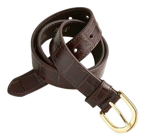 Croc-Embossed Leather Belt